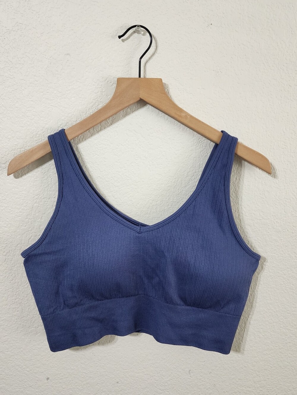 Velocity Women's Seamless Rib Incline Asymmetrical XL Navy Blue Sport Bra